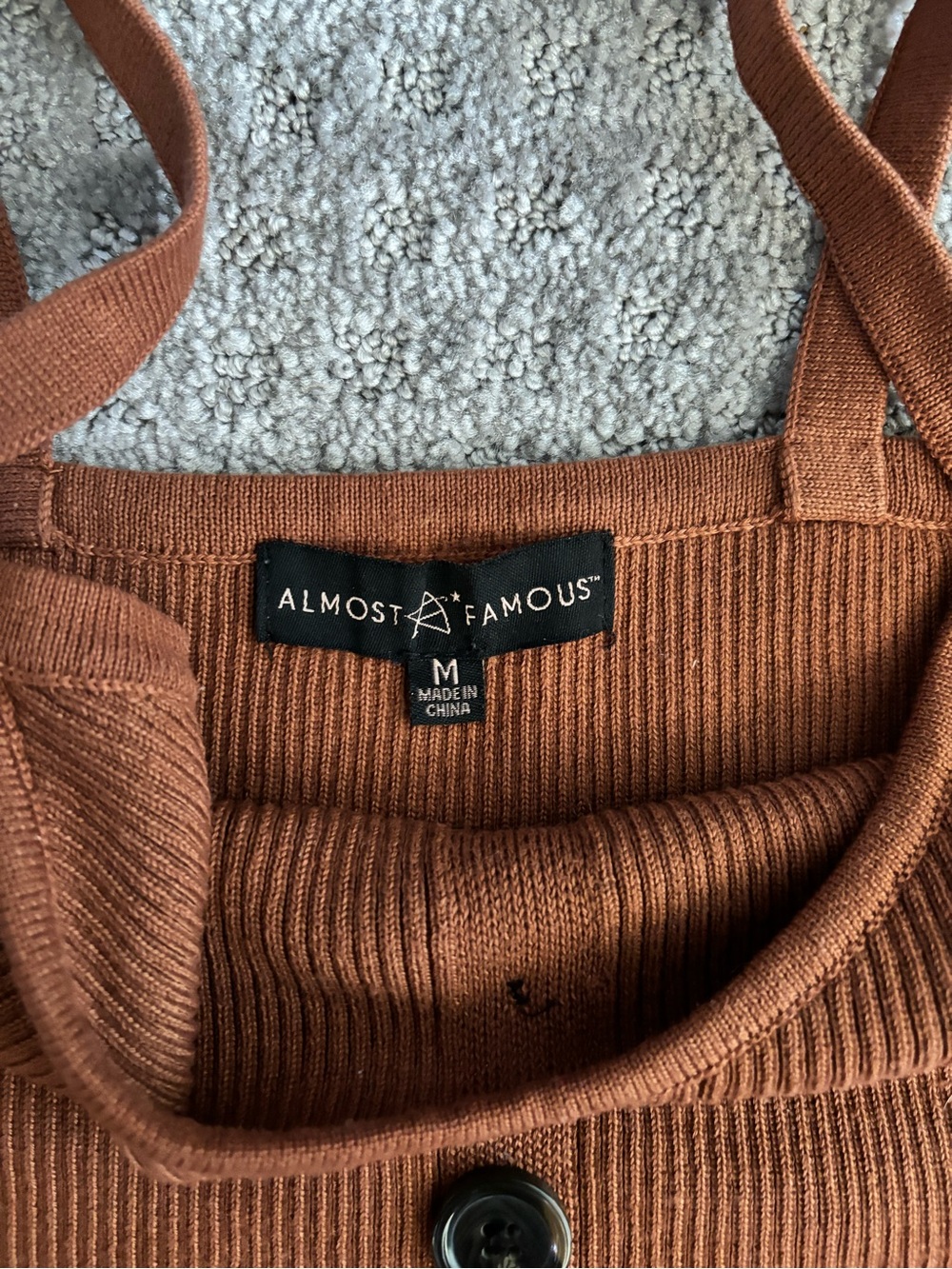 Almost Famous Rust Brown Ribbed Button-Front Cami - Picture 2 of 2